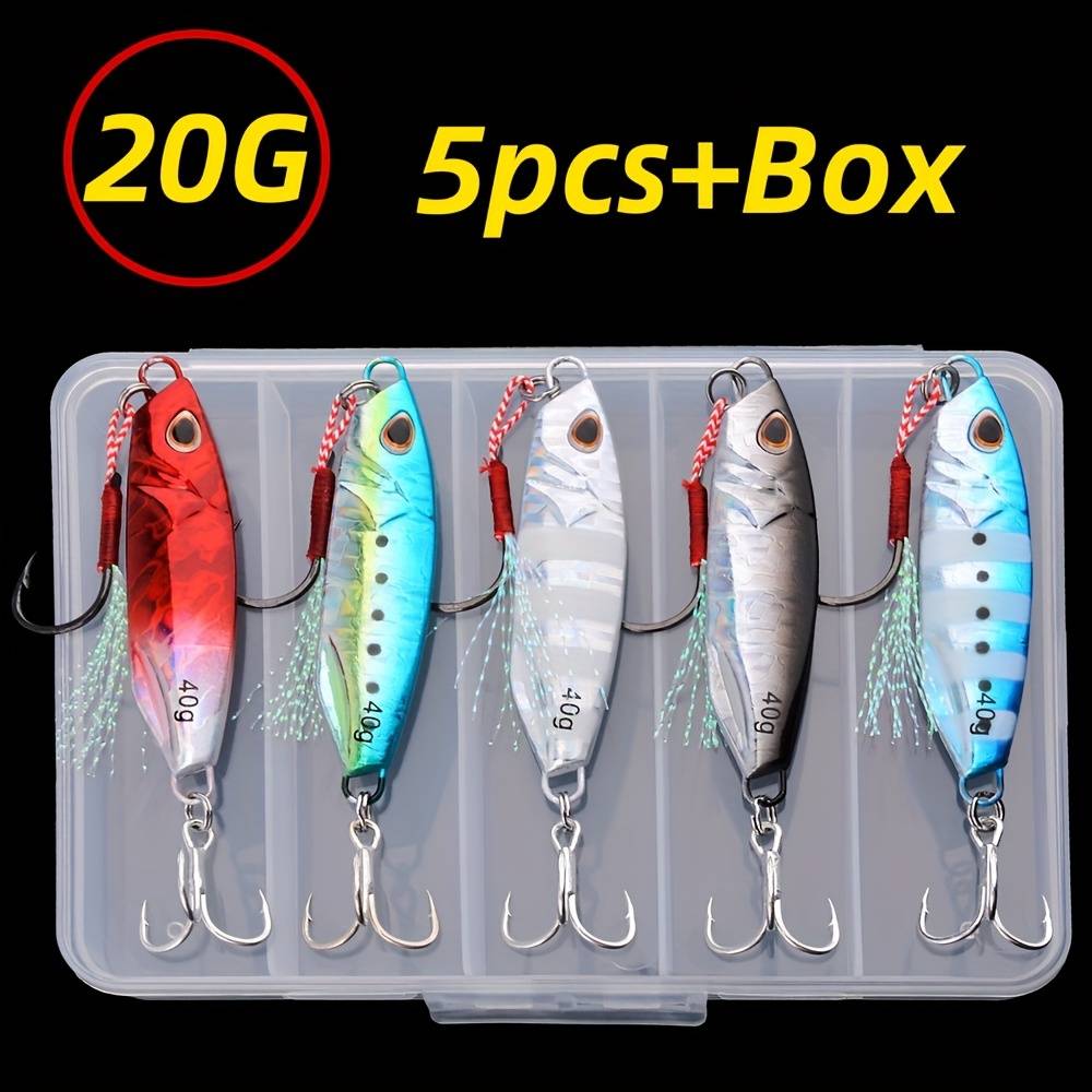 TEMU 5pcs Jig Shone Bait Sea Fishing Metal Jigs Lure 10//40/50g Saltwater Crankbait Tuna Color Sinking Spinning Bait Accessories