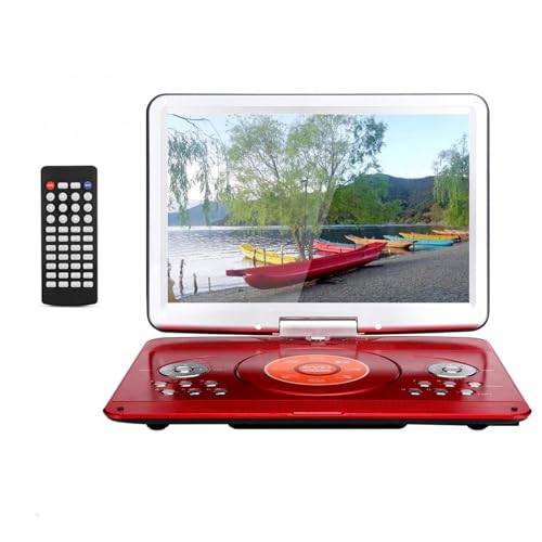 bärbar DVD-spelare med inbyggd MP3-spelare och fjärrkontroll för att spela upp filmer, TV-program och musik (röd)