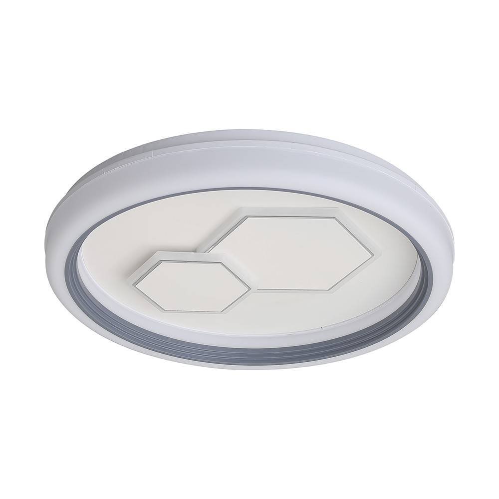 V-Tac 60W dekorativ LED loftslampe - Dæmpbar, CCT, fjernbetjening, hvid/grå - Kulør : 3-i-1