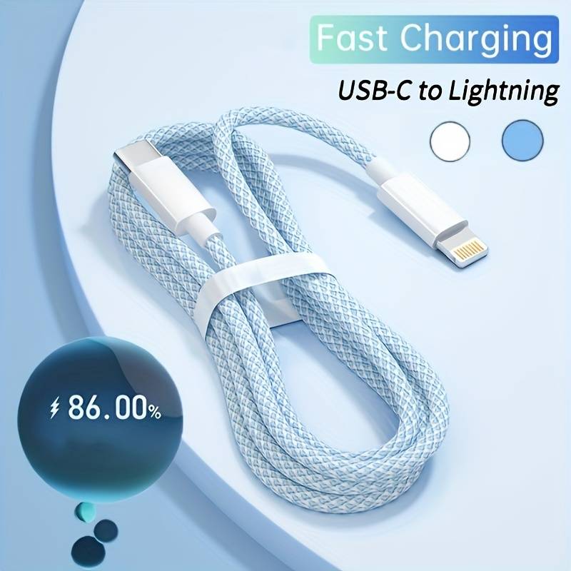 Fast Charging Braided USB C to Lightning Cable for iPhone