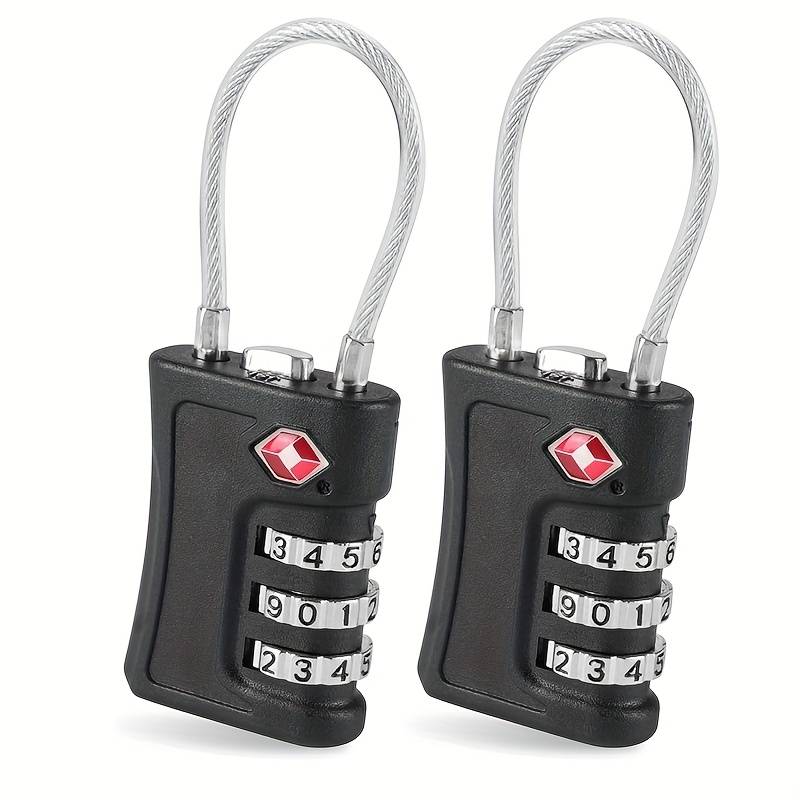 [2 Pack] Tsa Luggage Locks, Tsa Combination Padlocks, 3-digit Security Suitcase Locks, Luggage Code Locks With Flexible Cable For Travel Baggage Suitcases Backpack