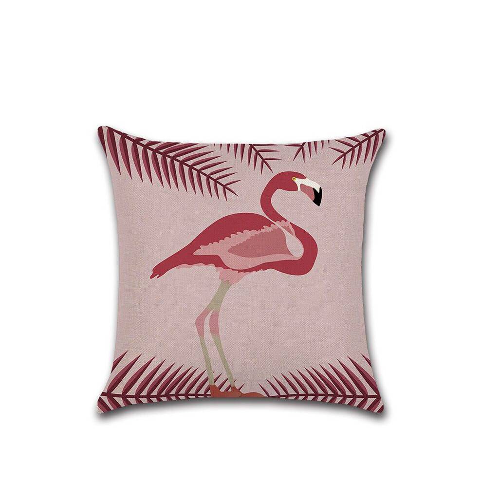 (D)18 Inch Summer Flamingo Throw Pillow Case Sofa Bed Home Decor Cushion Soft Cover