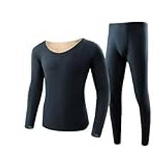 Gym träningsoverall män jacka män byxor set trendiga underkläder set skjorta byxor långa termiska underkläder fleece fodrade leggings set för kallt väder gym herrkläder, Grå, 3XL