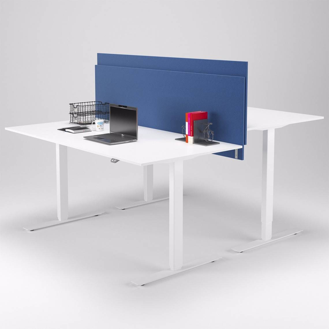 Bordskærm Calm (komplet pakke med bordbeslag), Design B180 x H65 cm / Blå (YA314).