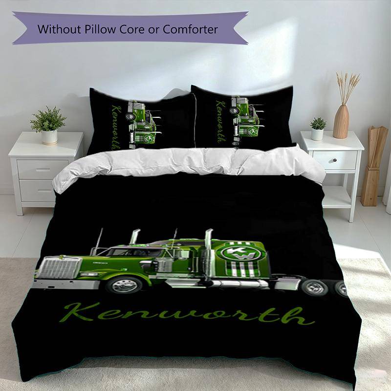 3pcs Kenworth LOGO Duvet Cover Set, Includes 1 Duvet Cover and 2 Pillowcases,Skin-Friendly&Comfortable Fabric,Suitable Bedding Sets