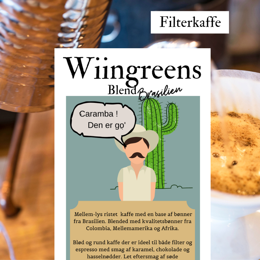 Wiingreens Brasilien Blend. Friskristet kaffe. Ventilpose med zip (+ 5 kr) 250 gr Hele bønner