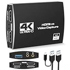 avedio vänster capture Card, USB 3.0 HDMI-videoinspelningskort med mikrofon och HDMI-loop-out, 1080P 60FPS USB C/A spelkort för strömning arbete kompatibel med PS5/Switch/OBS/PC/Kamera