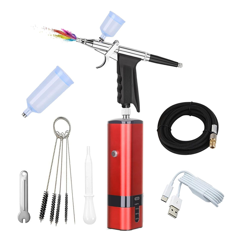 Ledningsfrit airbrush-sæt med kompressor, højtryks-airbrush