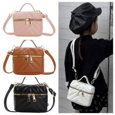 1 st Barn New Fashion Quiltad Broderad Bucket Bag, Enkel Flickväska - Vitt