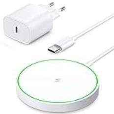 AMSKY Kompatibel med Magsafe laddare, 15 W magnetisk trådlös laddare, kompatibel med Magsafe laddningsstation, snabb induktiv laddningsstation för iPhone och Airpods, 20 W strömförsörjning för Apple