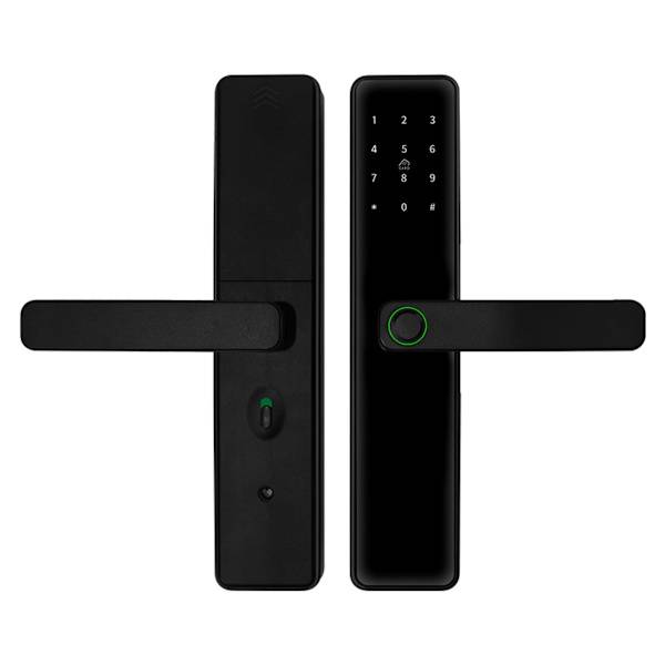 Smart trädörrlås med fingeravtryck, lösenord, RFID-kort och nyckel, APP-styrning, aluminiumlegering, 5050 låskropp, kompatibelt med Tuya WiFi
