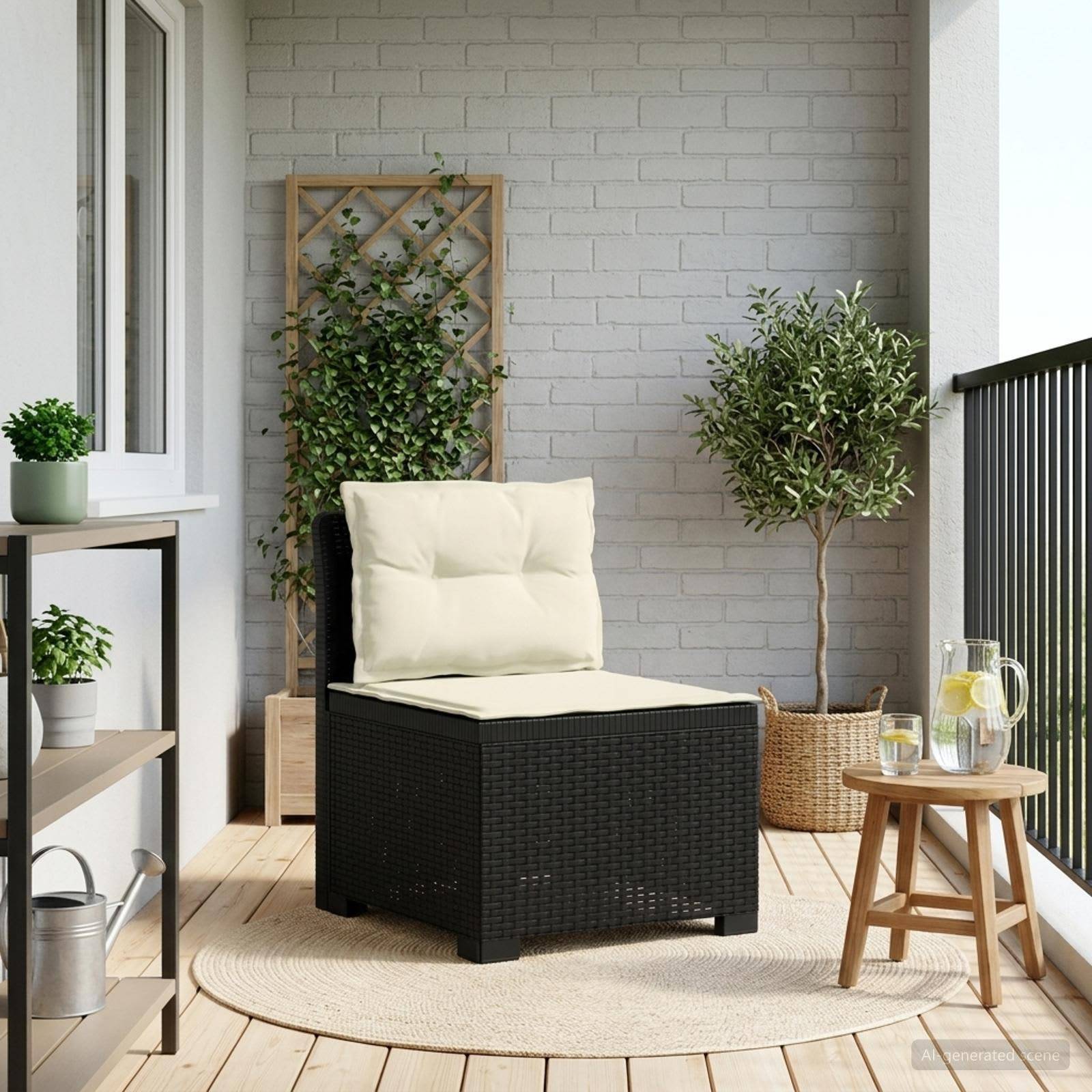 vidaXL 1-personers Havemøbelsofa med Pudefyld Rattan Look PP Antracit