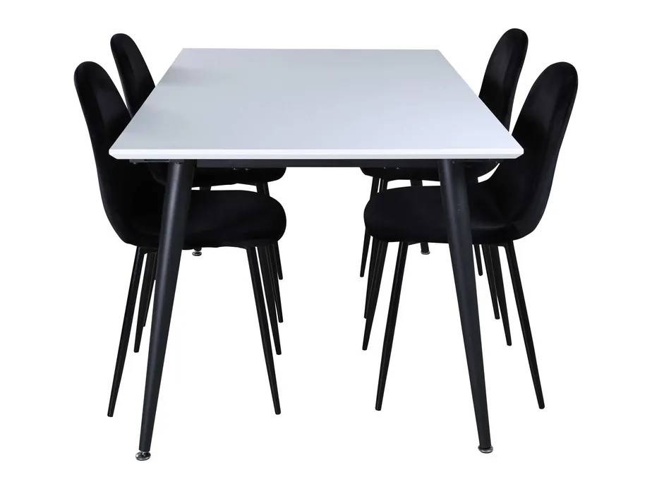 Venture Design Jimmy & Polar spisegruppe Sort/hvid 4 stole og borde 150 x 90 cm