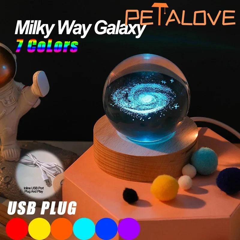 LED Night Light Colorful Saturn Solar System 3D Moon Table Lamp - Galaxy