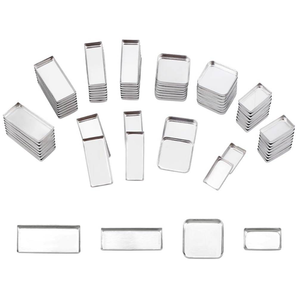 80pcs Empty Metal Pans 4 Size Aluminum Empty Eyeshadow Pans Rectangle Lipstick Palette for Makeup Cosmetic 0.7~1x0.3~0.7 Inch