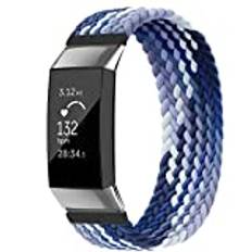 Vozehui Armband kompatibla med Fitbit Charge 3/Fitbit Charge 4 armband, mjuka andningsbara elastiska sportarmband för ersättningsklockor, nylonvävt armband för Fitbit Charge 3/4