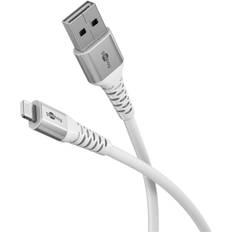 Goobay Lightning-USB-A supersoft textilkabel med metallkontakter, 0,5 m, vit MFi-certifierad, elegant och extra robust laddnings- och synkroniseringskabel för Apple iPhone/iPad (vit)