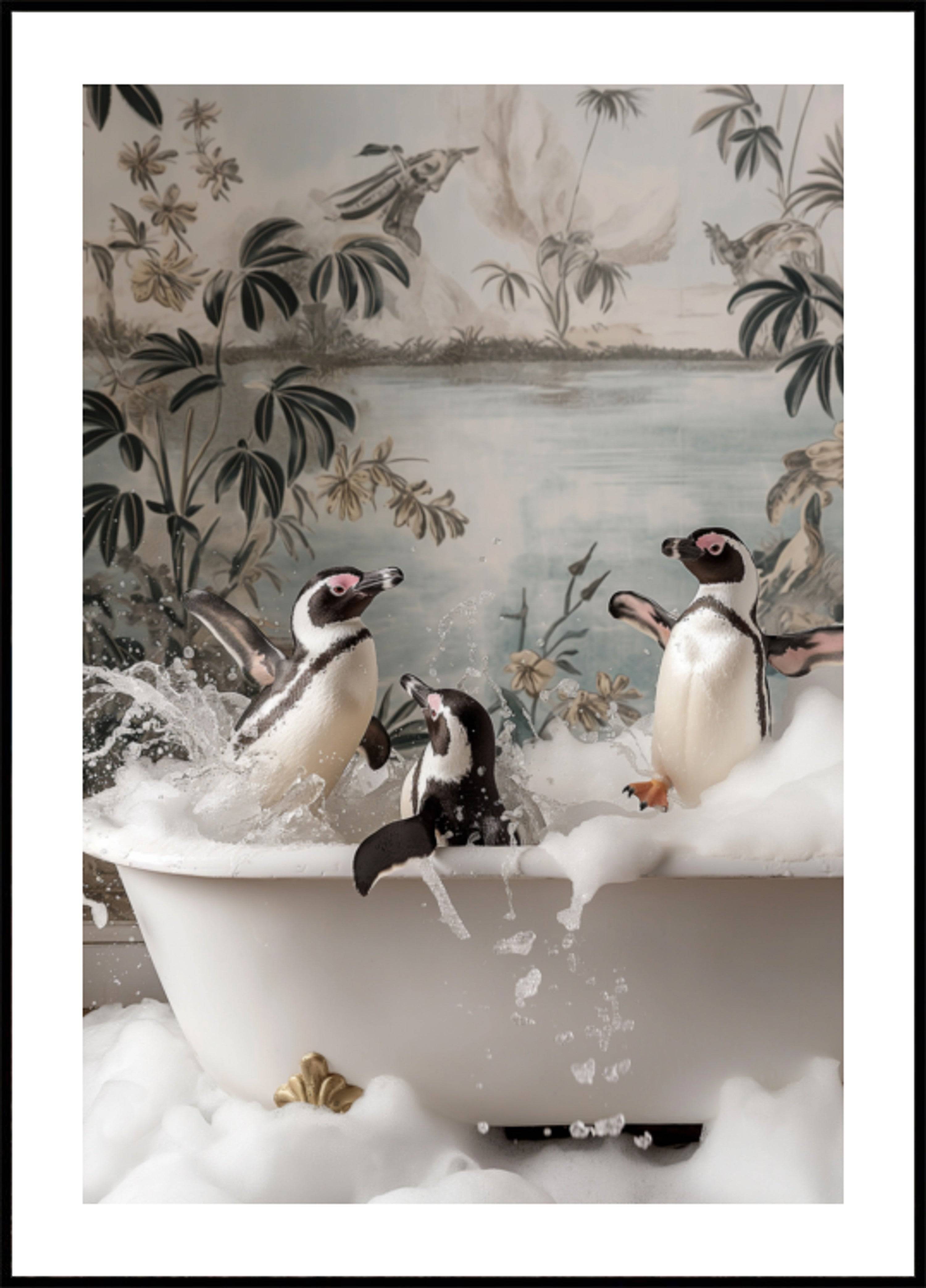 Playful Penguins Bubble Bath (21x30) - Plakater > Osorterade verk