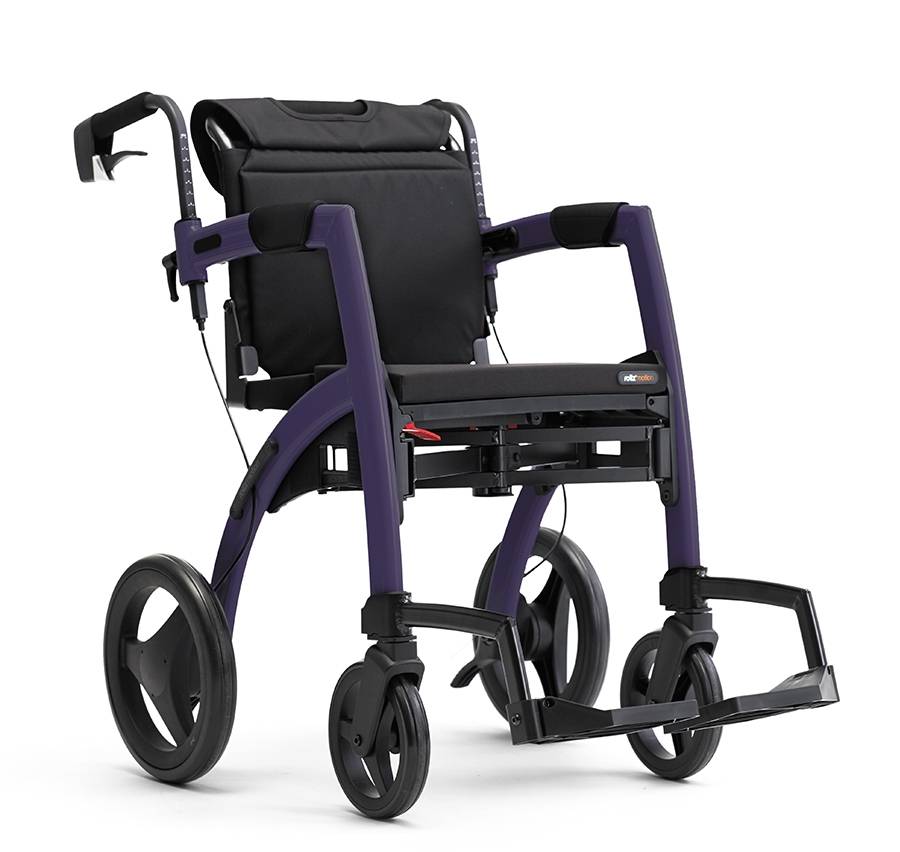 Rollz kombineret Kørestol og Rollator mørk Lilla