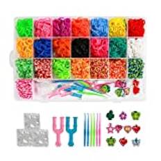 ONECK Loom Band Set Gummi Gör-det-själv Armband Gummiband Barn Vävstolsband Armband Kit med Vävstol och Krok Loom Bandset för Barn