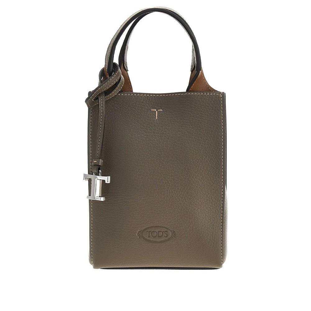Tod's Micro Tote Bag i kornet læder - Tasker - Dame - Grå - ONE SIZE - Læder