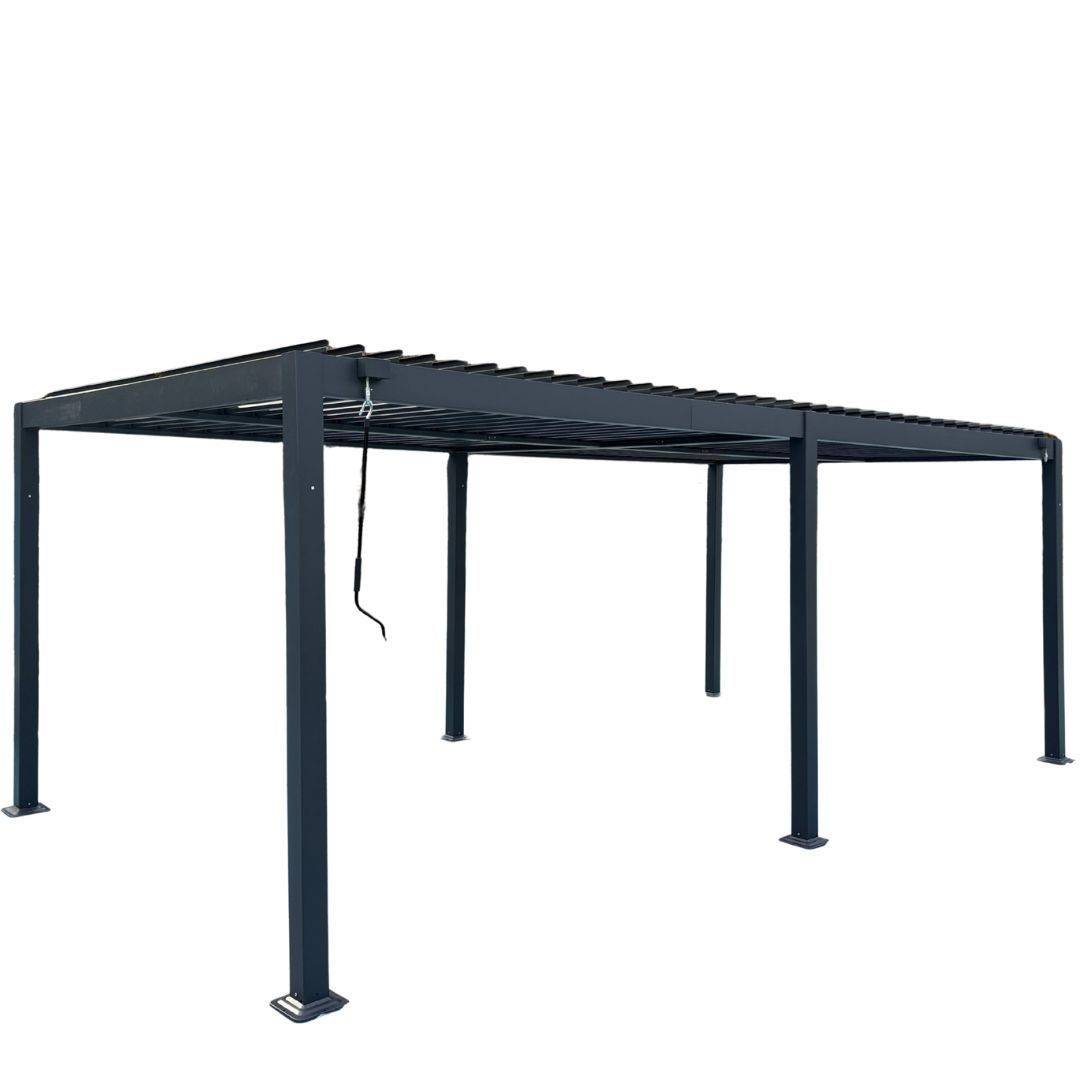 Pergola 6x3 m | justerbart lamelltak Aluminiumram Grå - Mörkgrå Metall