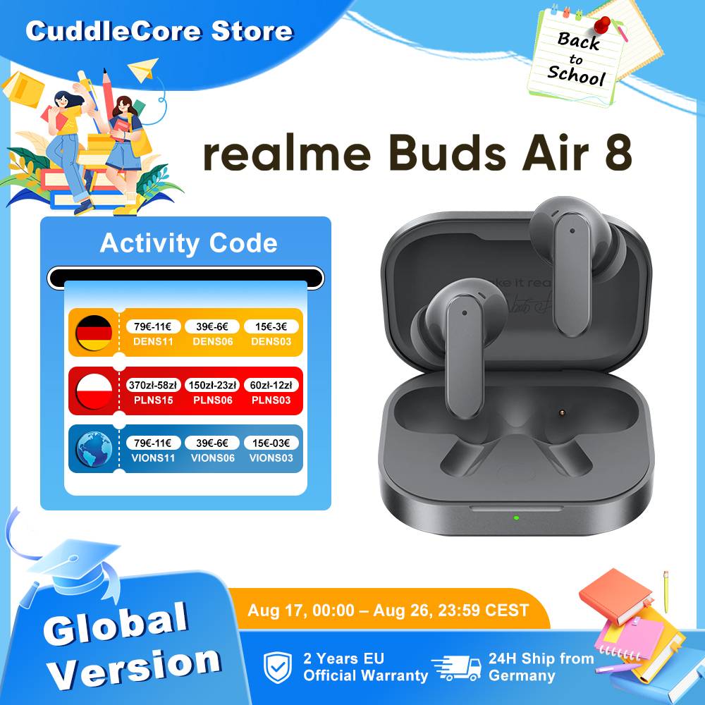 realme Buds Air 8 Bluetooth Earphone Global Version For realme 16 Pro Plus realme GT 8 Pro 55dB 58 Hours Battery Life