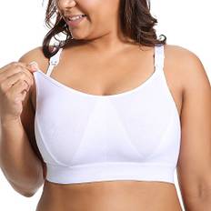 Gratlin Damer Plus Size Amnings-bh Stöd Amningssport-bh:ar Bomull Amning Gravid Bh:ar Vit L