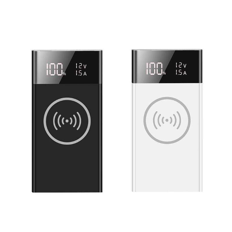 6x 18650 batteri diy qi trådlös laddare qc3.0 usb typ c pd power bank box case - Svart