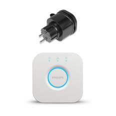 Fjärrstyrt uttag AGGE Zigbee Smart Plug, IP44, Vägguttag + Philips Hue Bridge