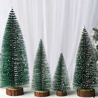 4 st minijulgranar, storlekar 10 cm/15 cm/20 cm/25 cm, flockade julgranar av tallbarr, små julgranar av vit cederträ på skrivbordet, skrivbordsdekorat - Grön (4 st - 10 cm + 15 cm + 20 cm + 25 cm,1 st-10 cm,3 st - 15 cm + 20 cm + 25 cm,2 st - 30 cm + 35 cm)