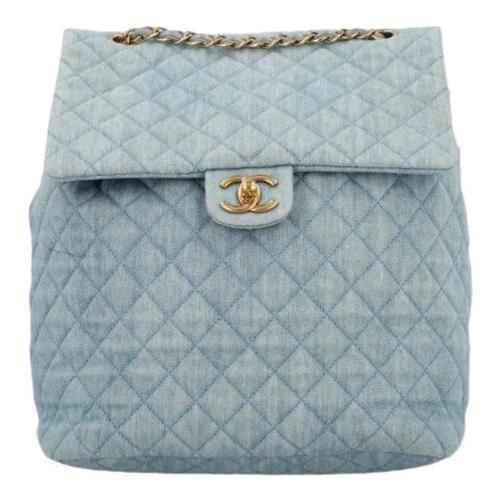 Chanel Vintage Pre-owned Diamond Quilted Denim Rygsæk - Vintage - Dame - Blå - ONE SIZE - Denim