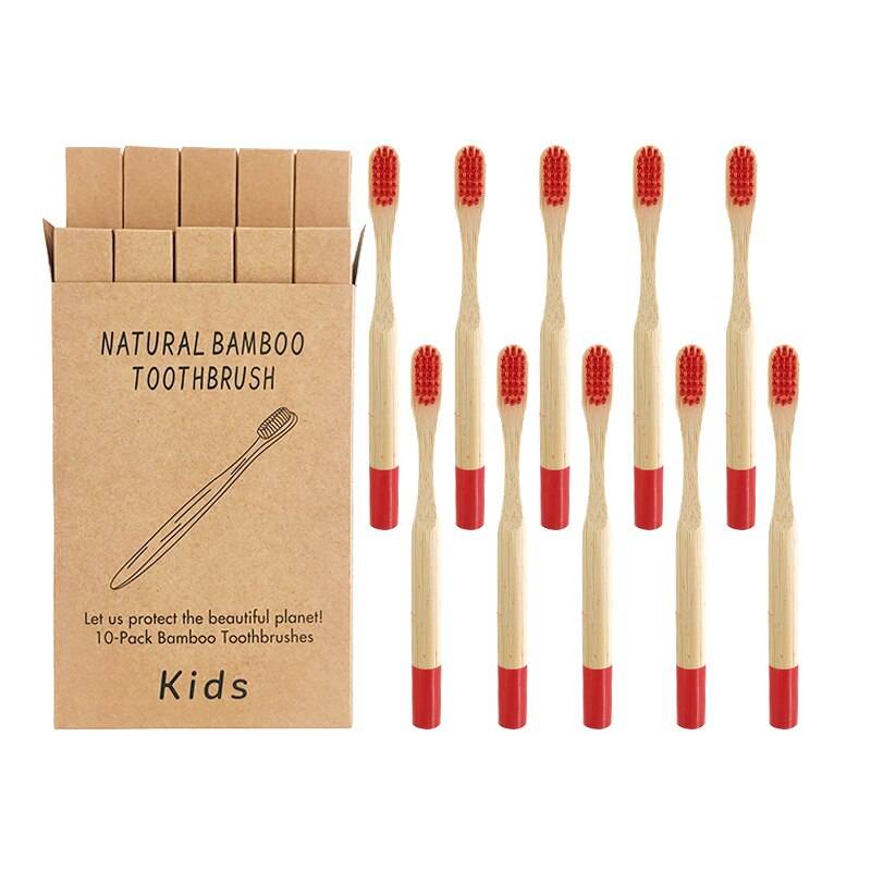 10-pack Barn Bambu Tandborstar - Röd
