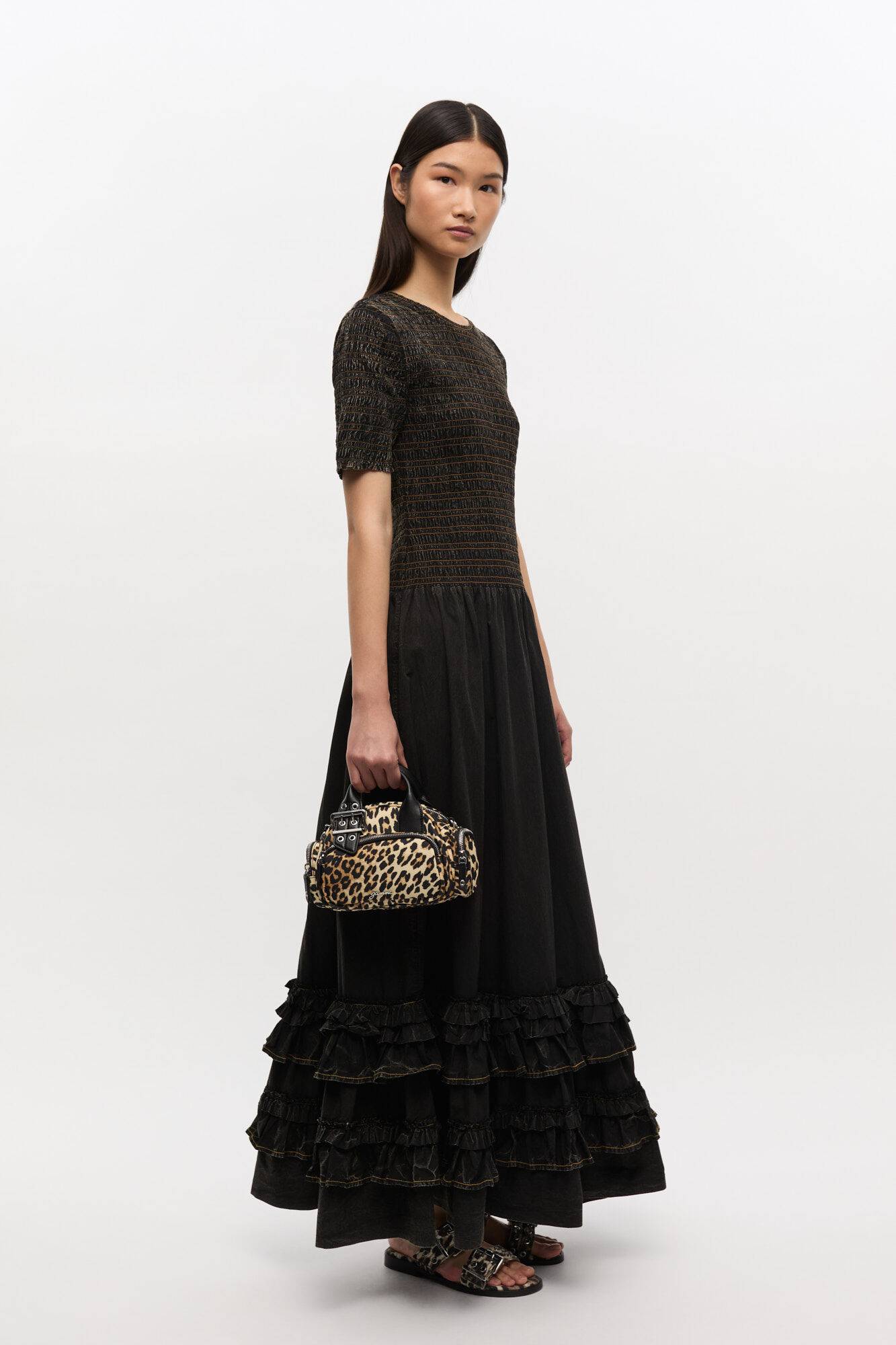 GANNI Mini polochon taske med leopardprint Flerfarvet