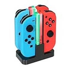 INNVO Joycon Charger Stand for Nintendo Switch, 4 in 1 Charging Dock, Charge and Store 4 Controllers at Same Time Come with USB A to USB C Charging Cable Black