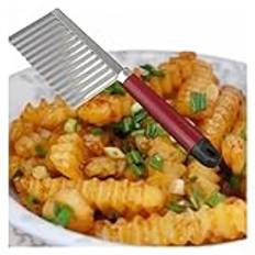 Pommes fritesskärare i rostfritt stål Potatis Vågkantad kniv Grönsaksfruktskalare Matlagningsverktyg Köksprylar(Random color 1)