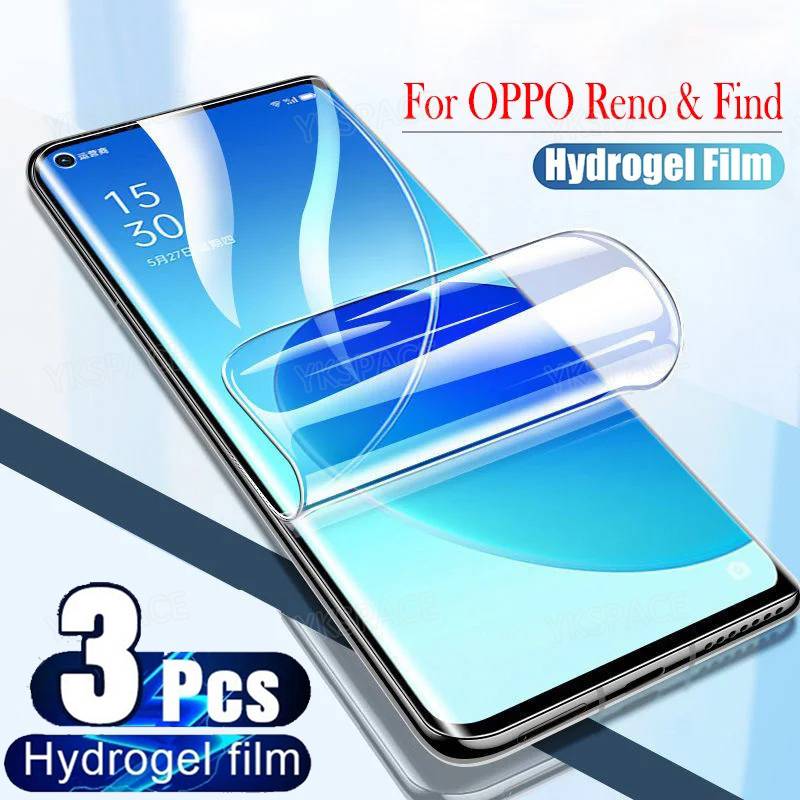 3Pcs Soft HD Clear Full Cover Hydrogel Film For OPPO Reno 3 4 5 6 7 8 8T 9 10 11 12 13 Pro Plus 5G TPU Screen Protector