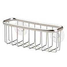 iDesign Svamphållare med sugkoppar, liten diskbänksorganisatör av metall för svamp och kastrullrepor, hängande köksförvaring för diskbänken, mattsilverfärgad, 7,11 x 16,51 x 12,19 cm