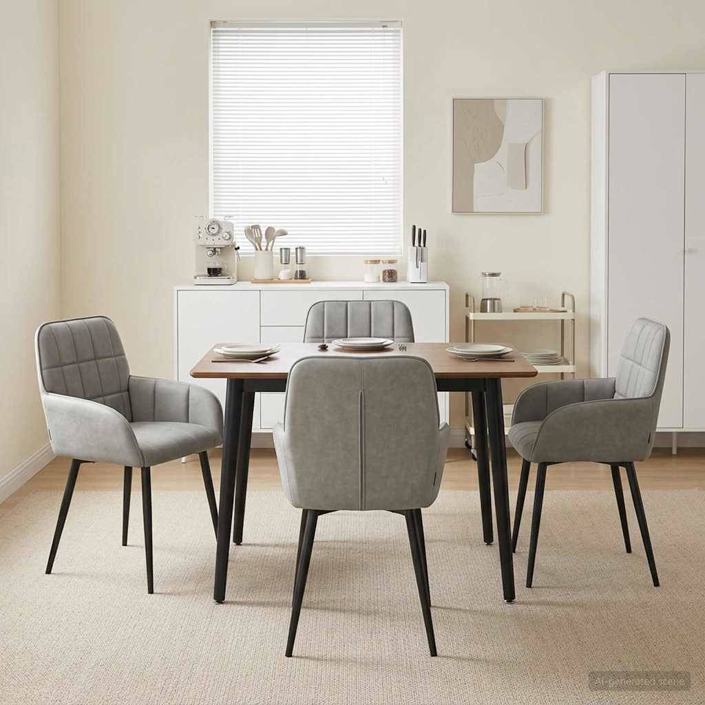 vidaXL Spisestole 4 stk. Fløjl Lysegrå 57 x 50 x 85 cm