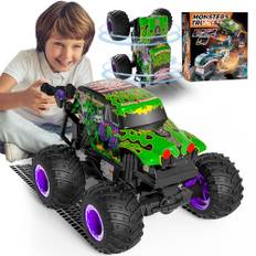 Monstertruck Ferngesteuert, 20KM/H Monster Truck mit Licht und Musik, 2.4GHz Ferngesteuertes Auto mit 360°Drehung, 1/20 Ferngesteuerter Monstertruck mit 100MIN, 3 4 5 6 7 8 Jahre Junge