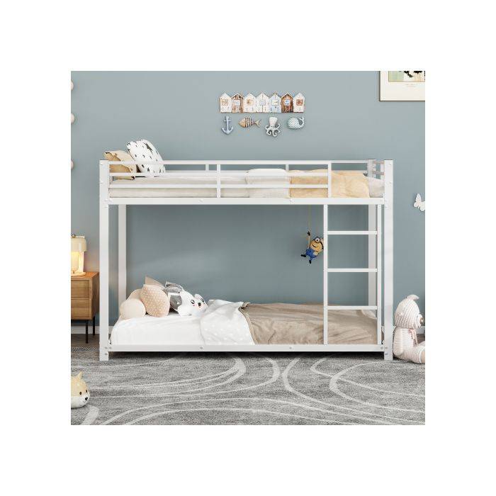 Våningssäng - MUVOE - 90x200 cm - Metall - Vit - 2 platser vit