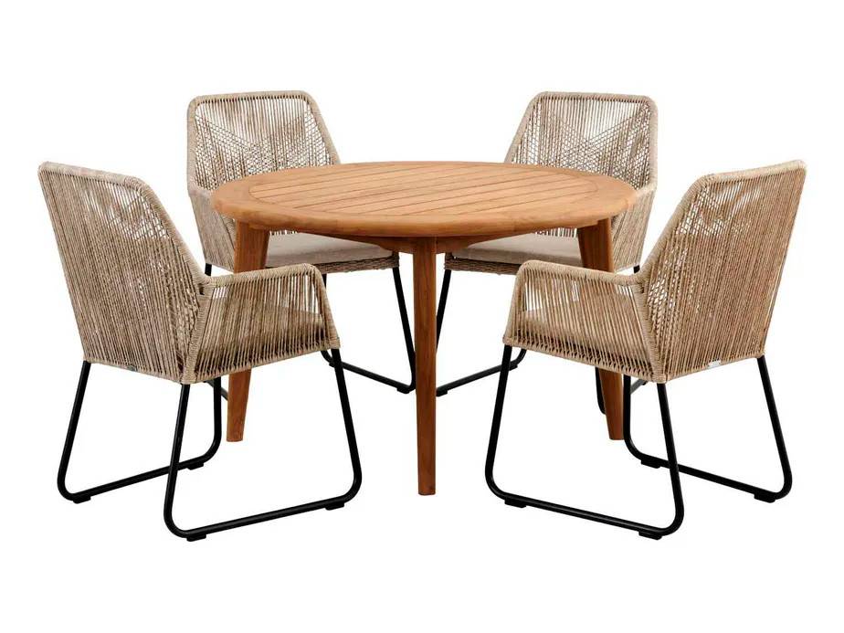 Brafab Lilja matgrupp Teak 4 lænestole & bord 120 cm