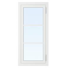 Kulturfönster 1:luft - trä - målat 5x9 Vänsterhängd Frostat glas Svart Spaltventil vit