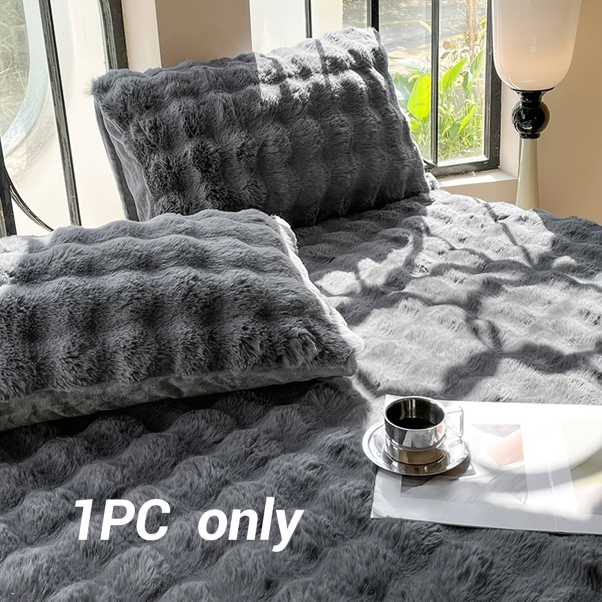 1/2pcs Rabbit Plush Pillowcase, Soft Warm Fluffy Long Hair Pillow Cover, Bed Decorative Pillow Cover, 48x74 Cm