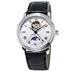 Frederique Constant Classics Moonphase herrarmbandsur 40 mm armband läder svart automatisk FC-335MC4P6, Rem