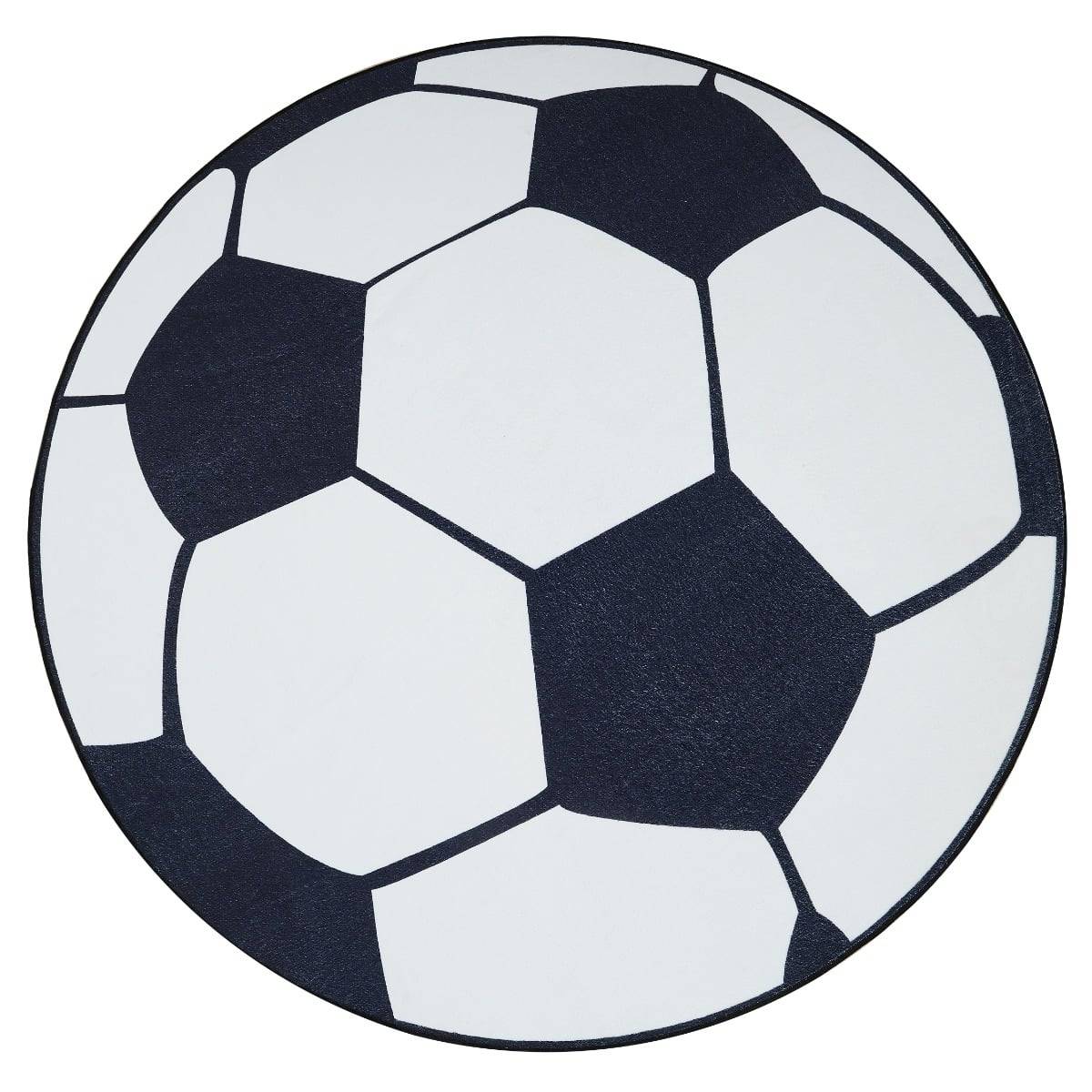 Zappy Football Vit/Svart Rund 120 cm Tvättbar Barnmatta