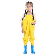Børne waders pvc læderbukser ét-delt helkrops fisketøj havfiskeri vandtæt tøj børne vand waders Yellow
