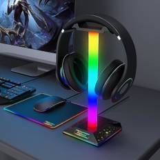 RGB Gaming Hovedtelefon Stativ USB Port Touch Control Strip Lys Skrivebord Gaming Headset Holder Hanger Enl