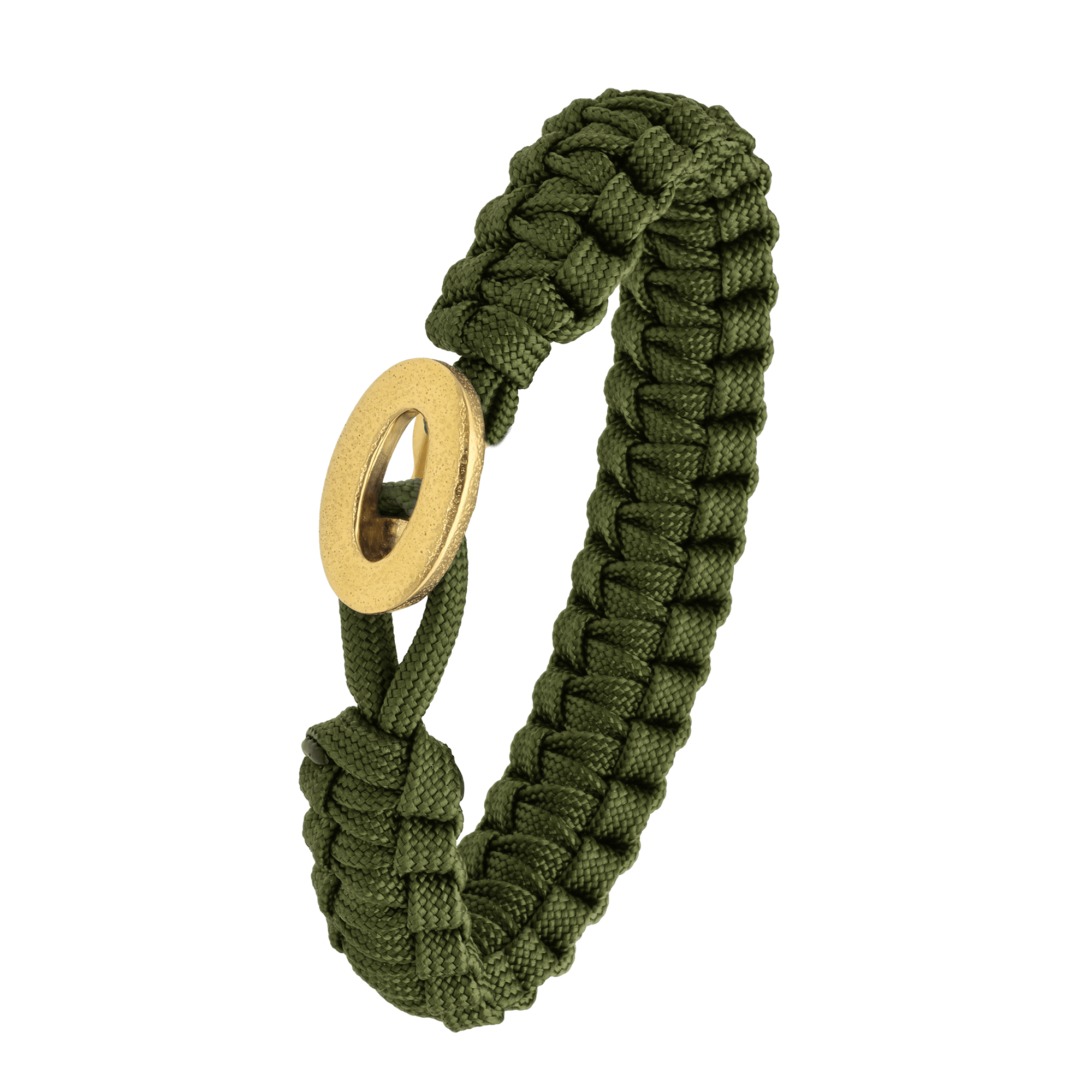 FSTS Bracelet Green with Brushed Gold Plated Sterling Silver Lock - Grön, Guldfärg (230 mm)