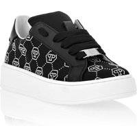 Låga sneakers i satin med monogrammönster